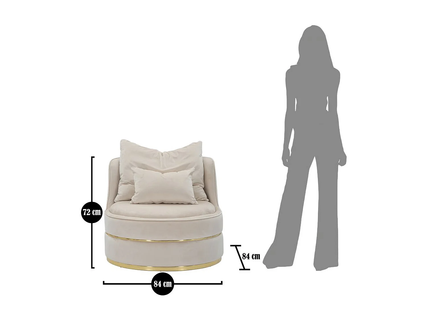 Cadeira de Braços MF308, Bege, 84x84x72 cm, Epikasa