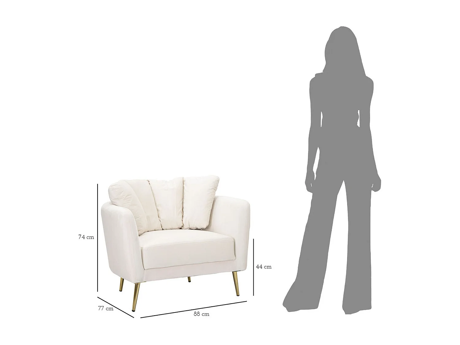 Poltrona MF324, Beige, 88x77x74 cm, Epikasa