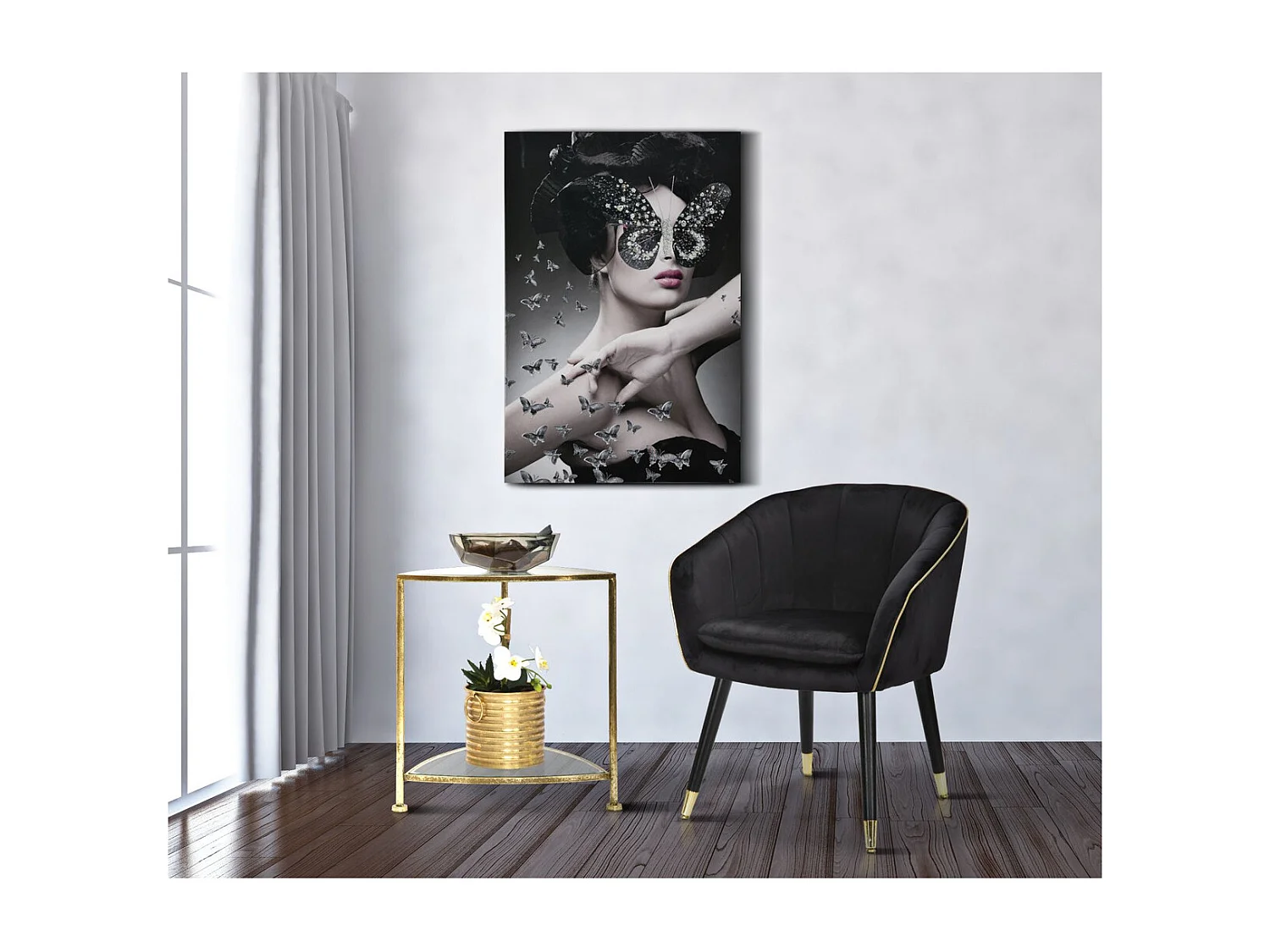 Fauteuil MF317, Noir, 62x58x78 cm, Seven Design