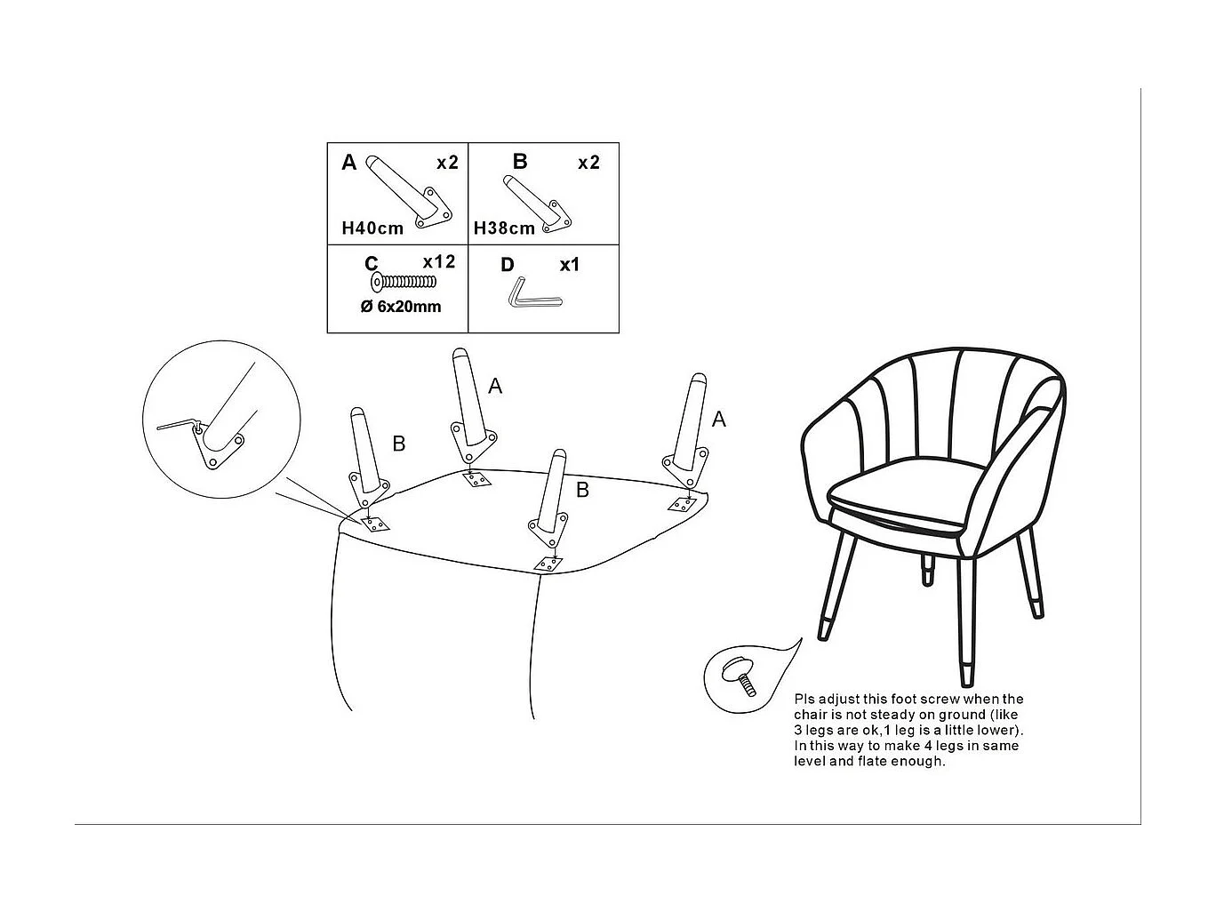 Fotel MF317, Czarny, 62x58x78 cm, Seven Design