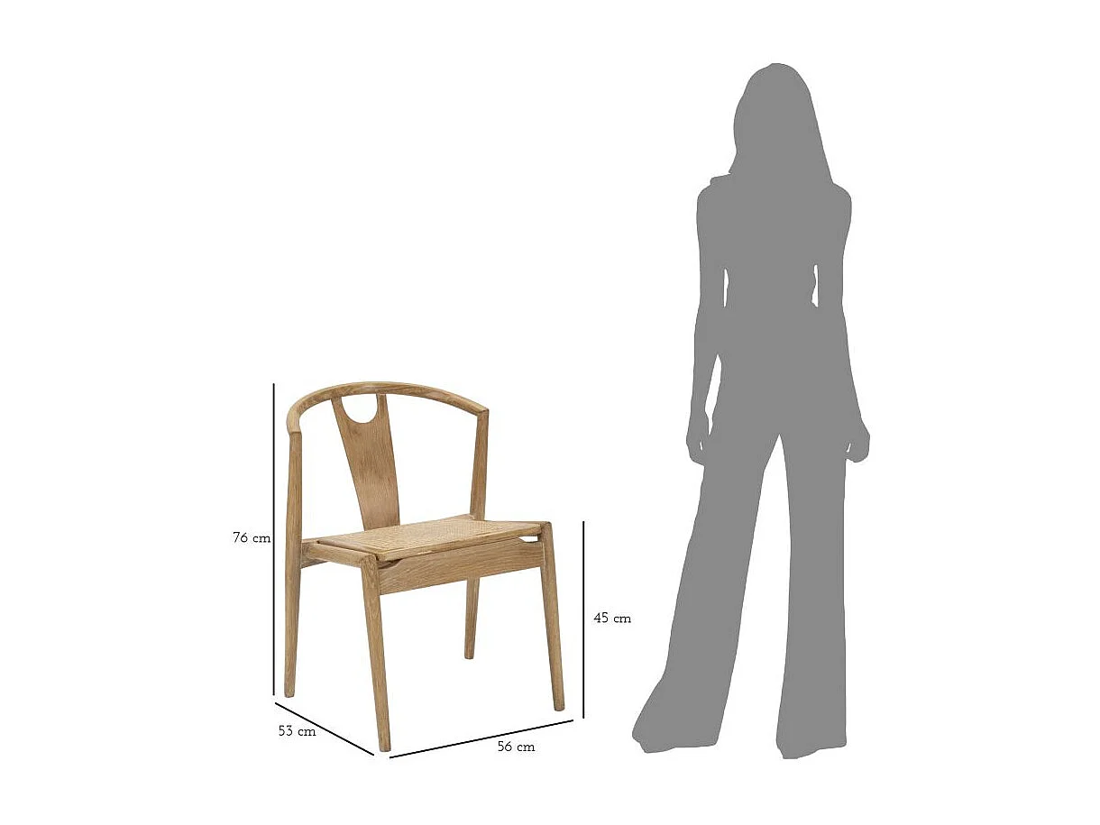 Lot de 2 Chaises Natura 7, Marron, 56x53x76 cm, Epikasa