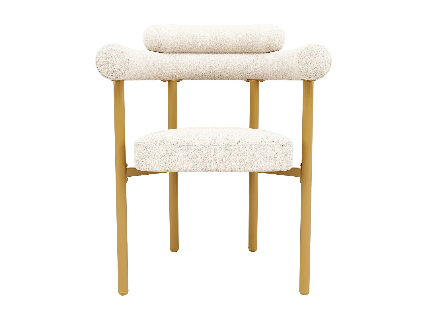 Set van 6 eetkamerstoelen met armleuningen - 70 x 62 x 84 cm - fluweel en gouden metalen poten - moderne stijl - beige