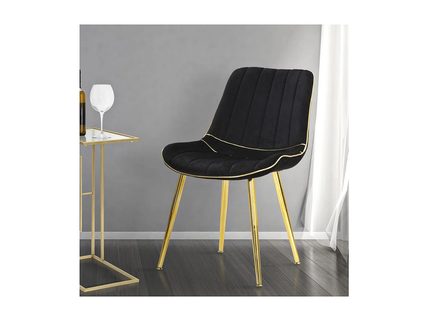 Lot de 2 Chaises MF381, Noir, 51x59x79 cm, Seven Design
