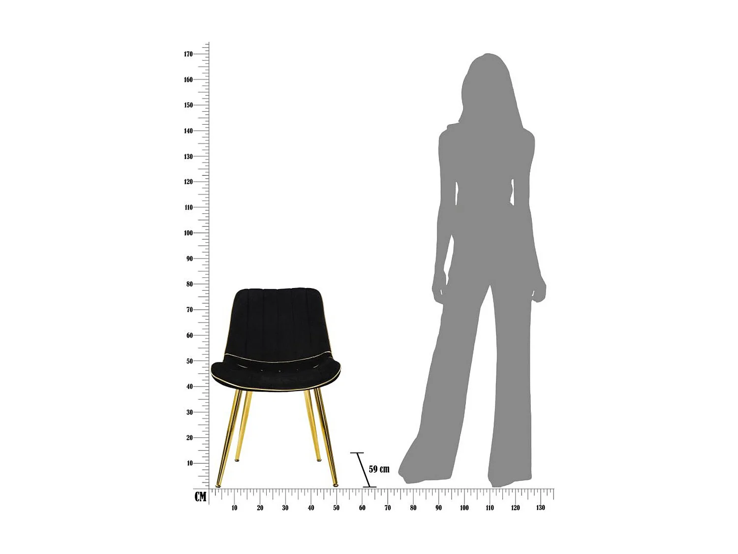 Lot de 2 Chaises MF381, Noir, 51x59x79 cm, Seven Design