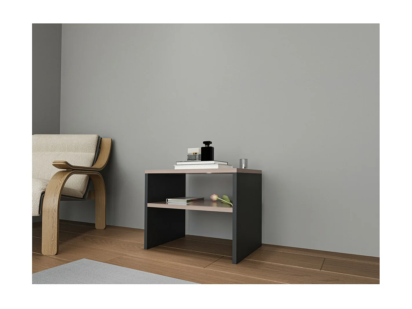 Table de Chevet Paloma, Gris, 50x35x40 cm, Epikasa