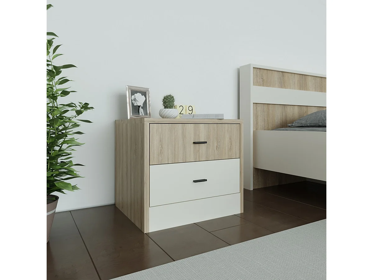 Table de Chevet Hero, Blanc, 45x40x40 cm, Epikasa