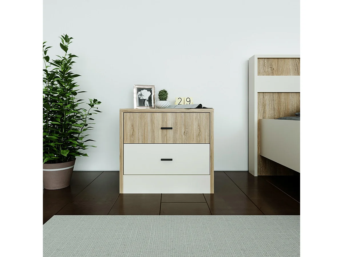 Table de Chevet Hero, Blanc, 45x40x40 cm, Epikasa