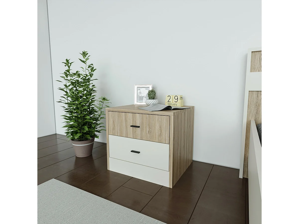 Table de Chevet Hero, Blanc, 45x40x40 cm, Epikasa