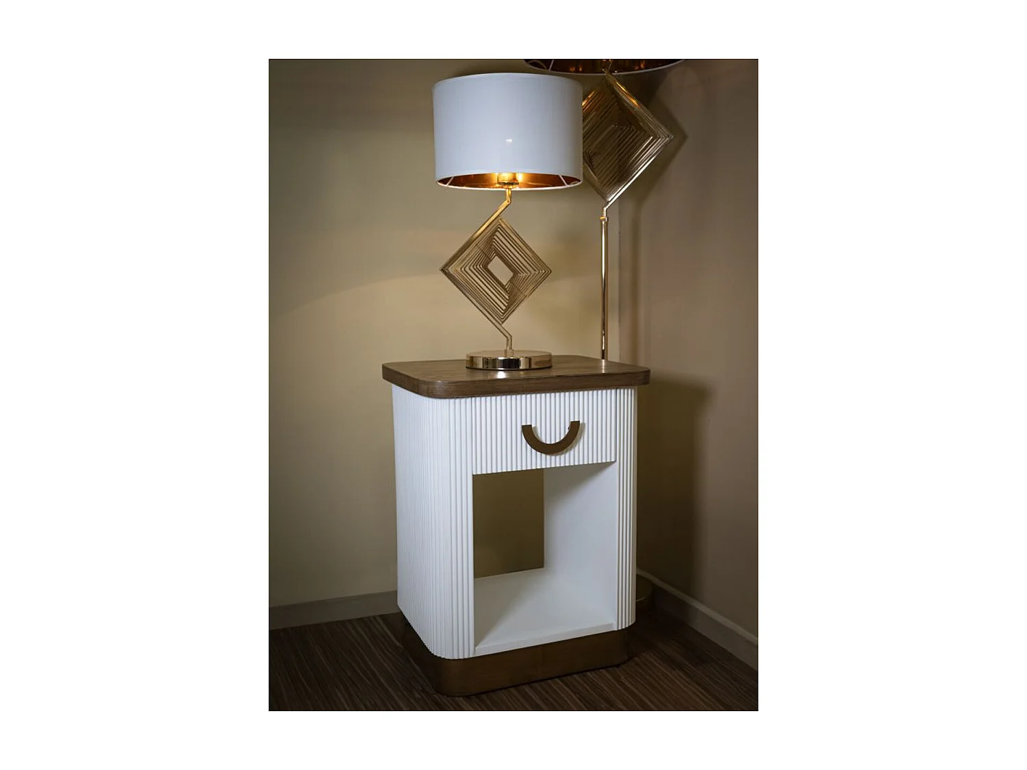 Table de Chevet MF15, Blanc, 48x40x62 cm, Seven Design