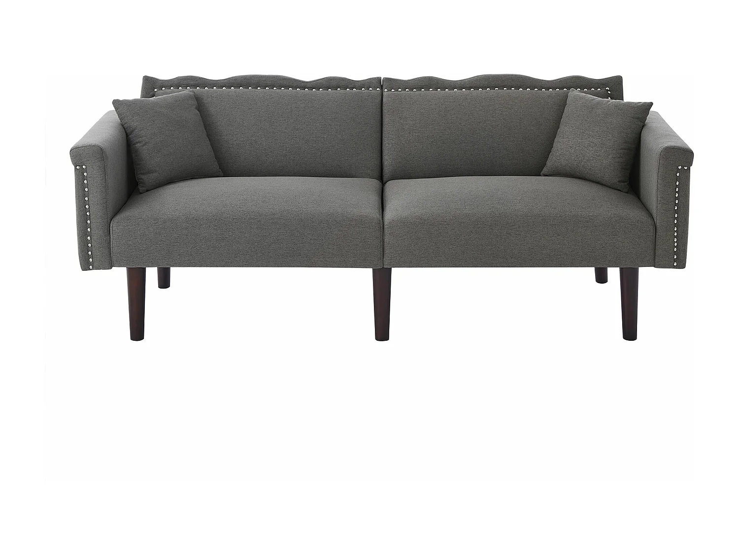 2-zitsbank met verstelbare rugleuningen - 176 x 72 x 72 cm - Katoen-linnen stof en metalen poten - Grijs