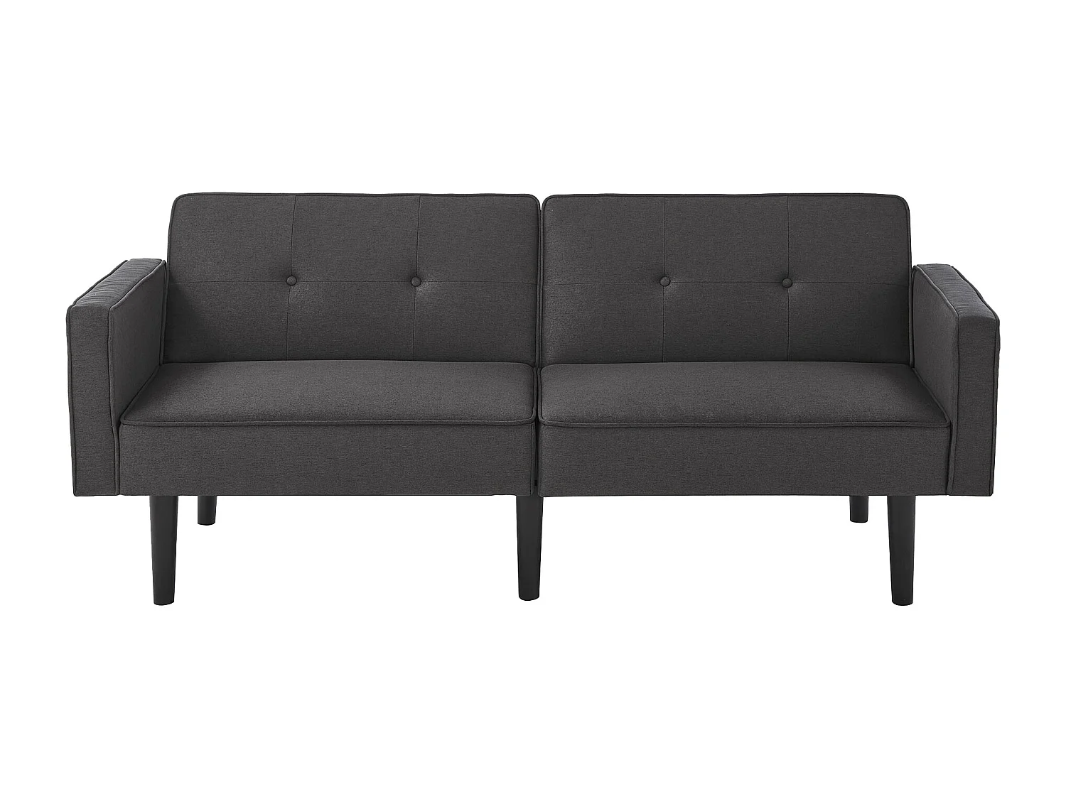 2-zitsbank met verstelbare rugleuningen - 176 x 76 x 74 cm - Katoen-linnen stof en metalen poten - Antiek zwart