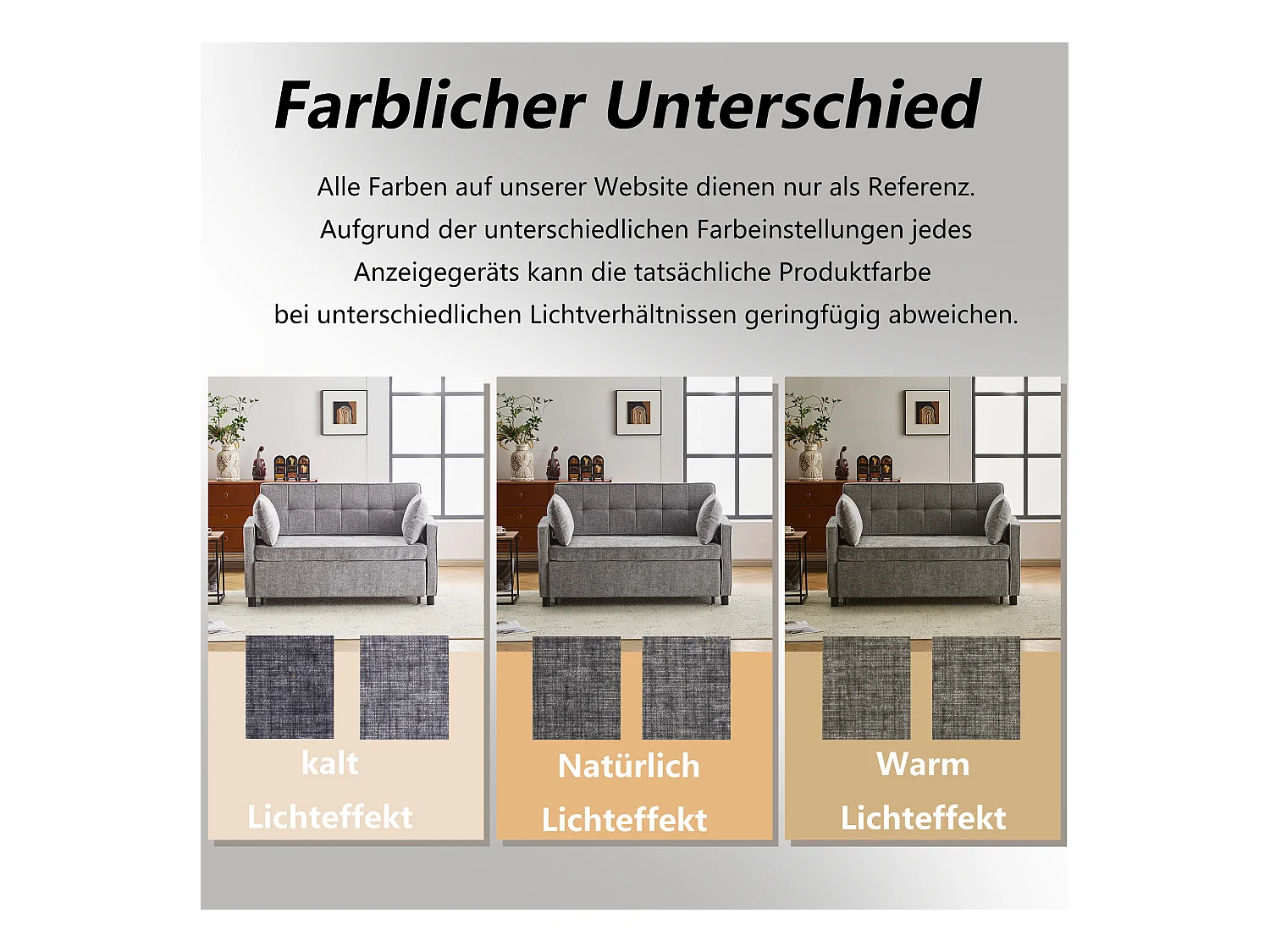 2-zits slaapbank, opvouwbare slaapbank in Chenille-stof - 142 x 79/174 x 85 cm - met slaapfunctie en verstelbare rugleuning - Grijs