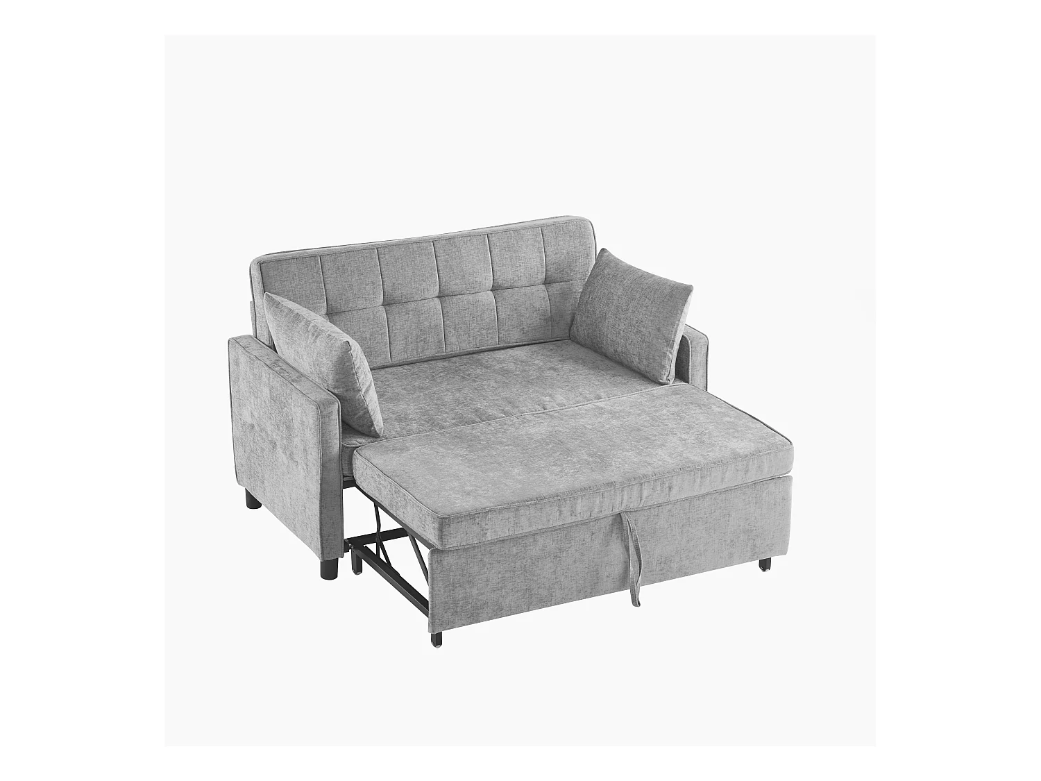 2-zits slaapbank, opvouwbare slaapbank in Chenille-stof - 142 x 79/174 x 85 cm - met slaapfunctie en verstelbare rugleuning - Grijs