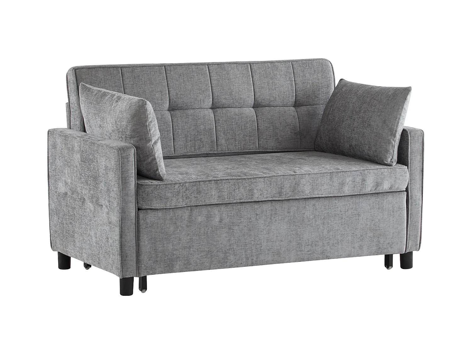 2-zits slaapbank, opvouwbare slaapbank in Chenille-stof - 142 x 79/174 x 85 cm - met slaapfunctie en verstelbare rugleuning - Grijs