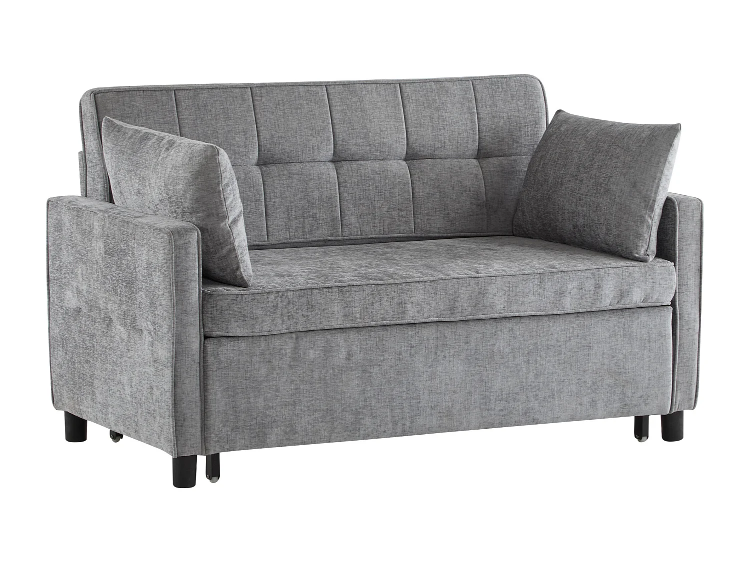 Canapé convertible 2 places, Canapé-lit pliant en tissu chenille - 142 x 79/174 x 85 cm - avec fonction sommeil et dossier réglable - Gris