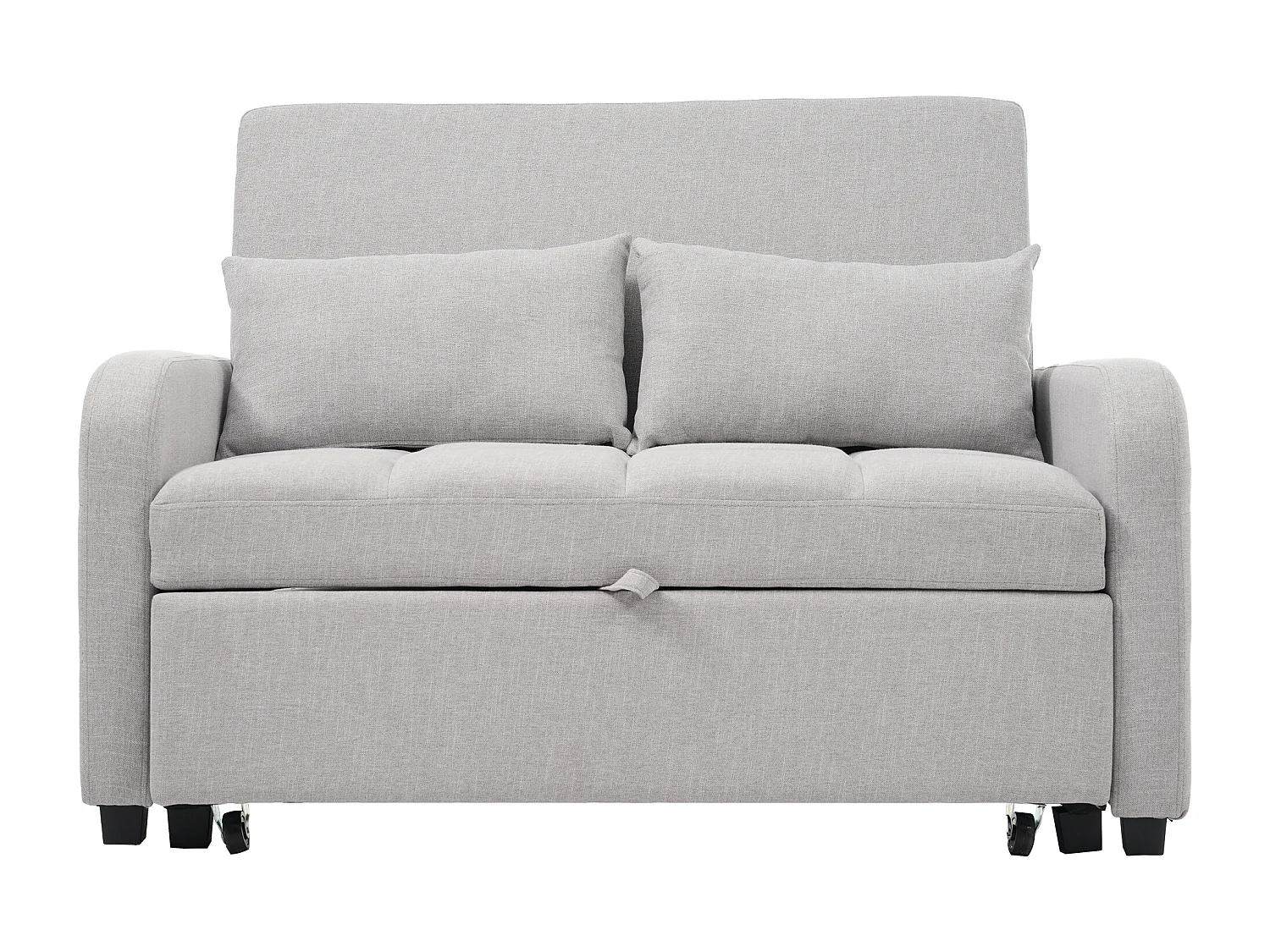 Canapé convertible 2 places, Canapé-lit pliant en tissu lin - 127 x 75 x 94 cm - avec fonction sommeil - Gris clair