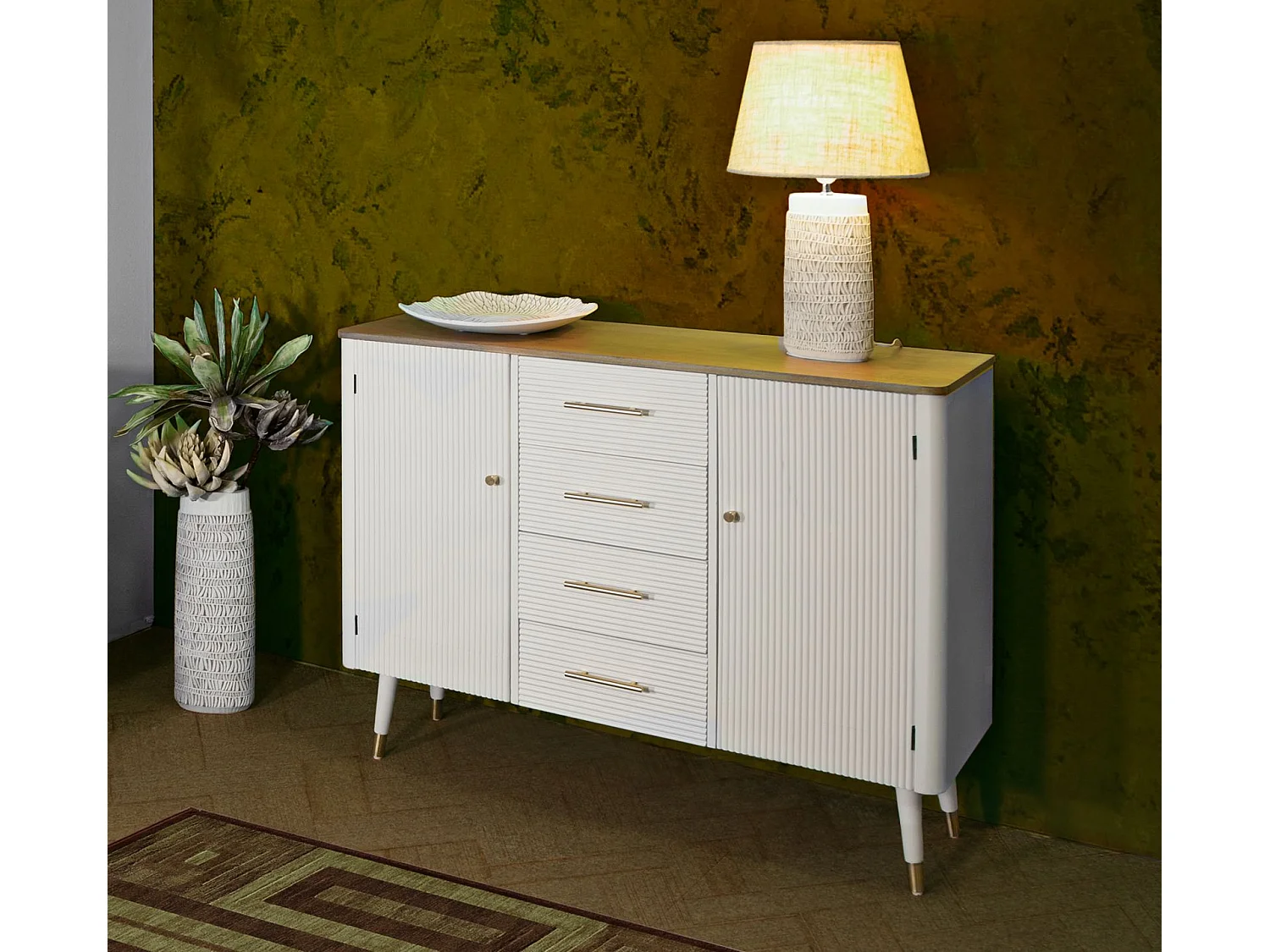 Credenza MF24, Bianco, 117x37x90 cm, Epikasa