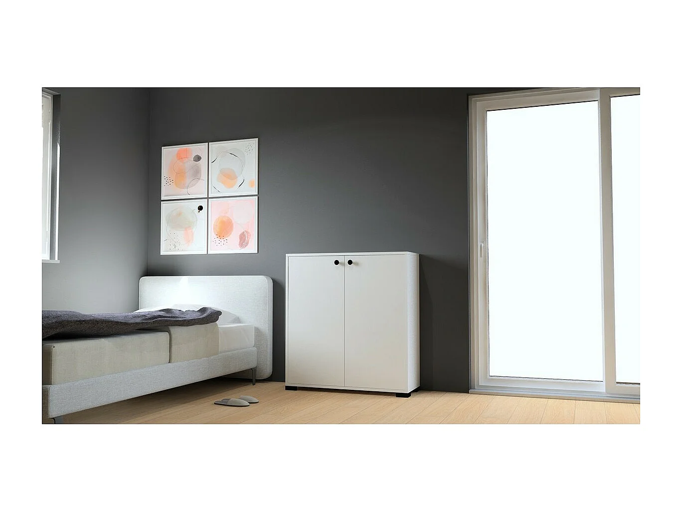 Mueble Multiusos Madrid, Blanco, 90,3x33x189 cm, Epikasa
