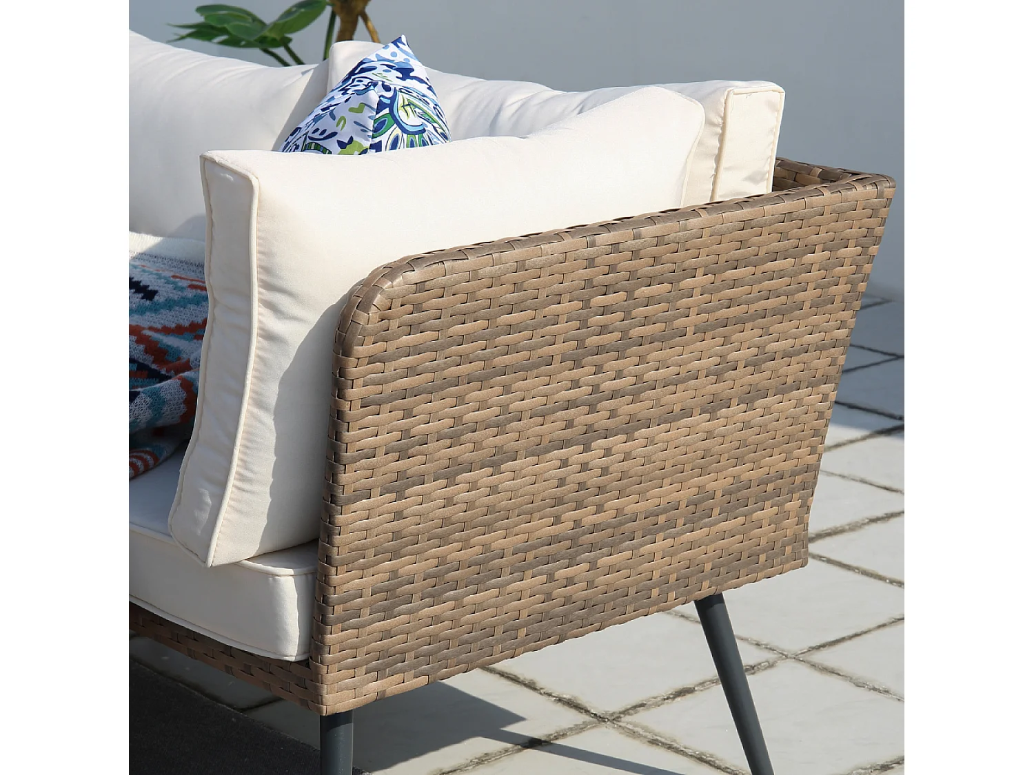 Gartenmöbelset 9 Plätze aus braunem und beigem Rattan BARACOA