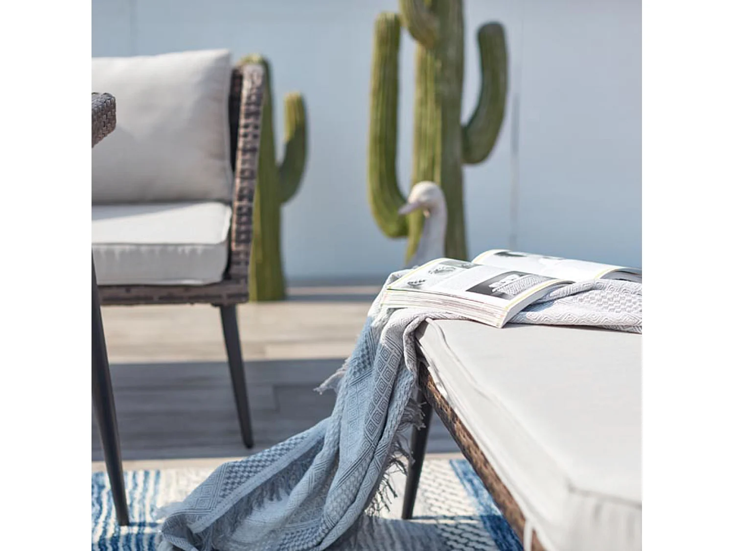 salon de jardin 9 places résine tressée marron et beige BARACOA