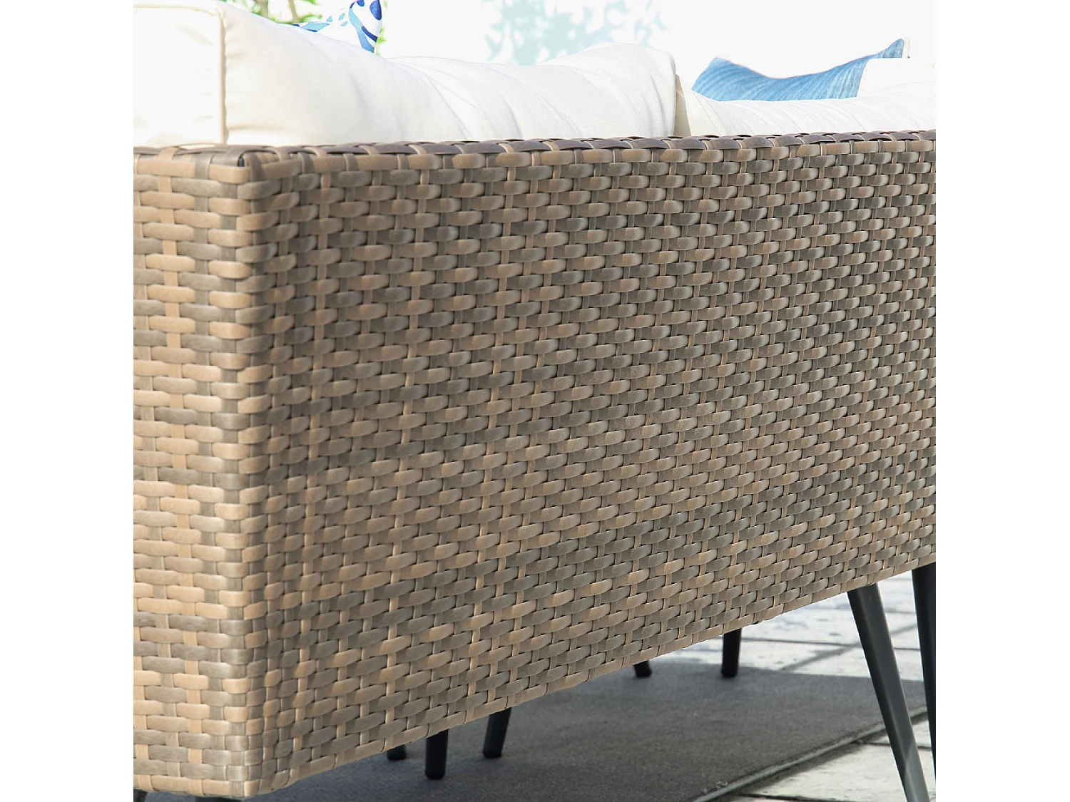 salon de jardin 9 places résine tressée marron et beige BARACOA