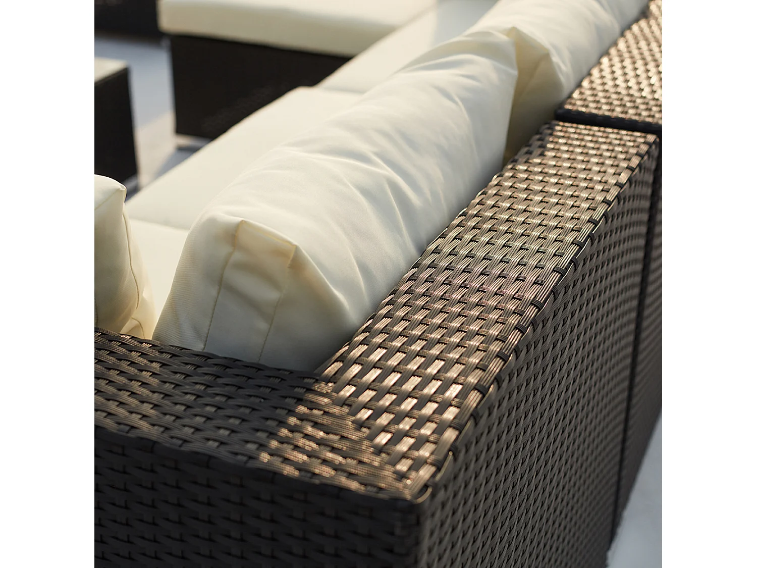 Salón de jardín panorámico 8 plazas de resina tejida blanco y negro SALENTO