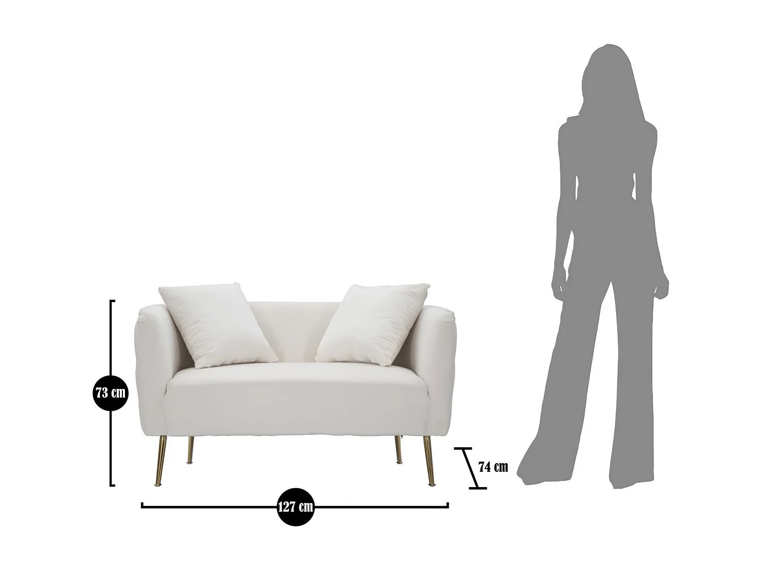 Sofa MF35, Beżowy, 127x74x71 cm, Epikasa