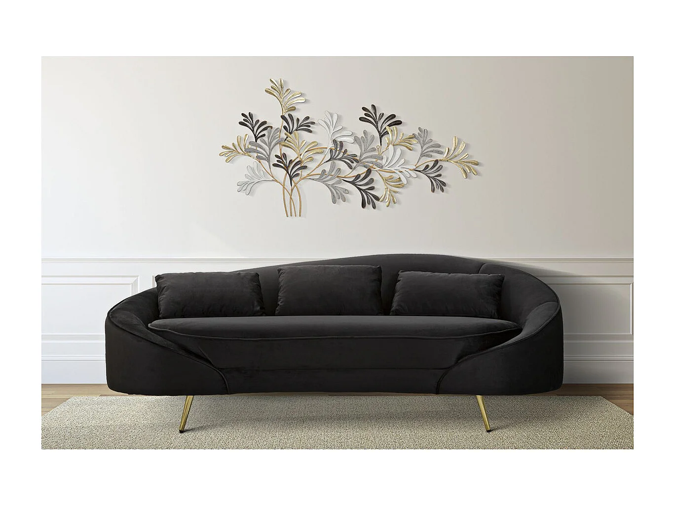 Sofá MF43, Preto, 185x84x68 cm, Epikasa