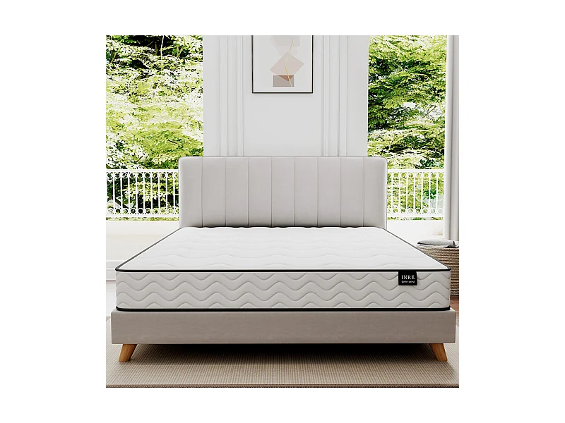 Matelas 160x200 cm - INRE, Ressorts ensachés, Solide et Confortable, certifié oeko-tex, épaisseur 22cm, 7 zones différenciées