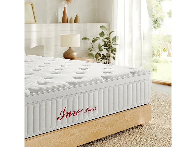 Matelas 140x200 cm INRE, Très Épais de 30 cm, Mousse Mémoire de Forme, Face Hiver Été, Respirant, 7 Zones Ergonomiques, Réversible, Soutien Parfait,Hypoallergénique