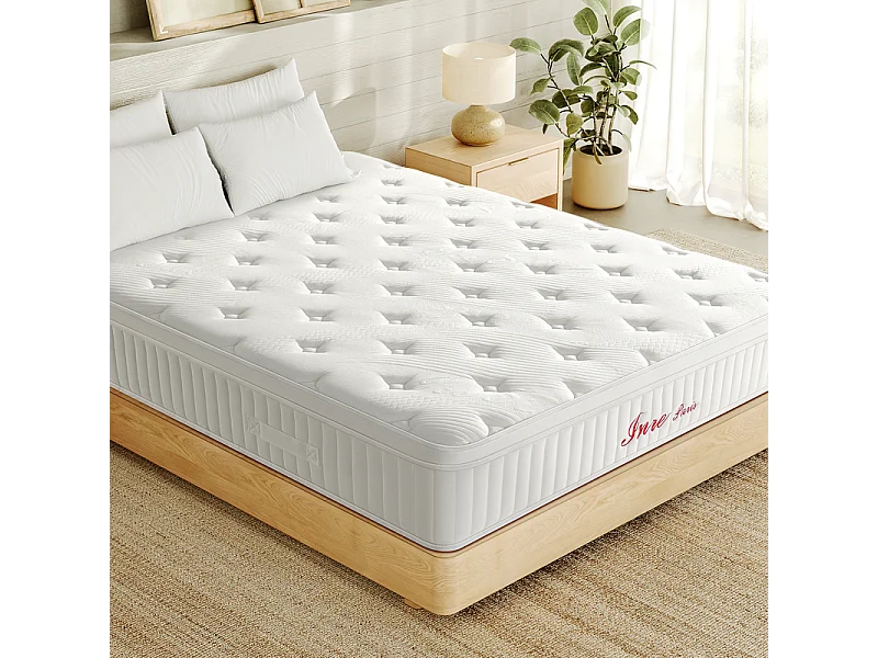 Matelas 140x200 cm INRE, Très Épais de 30 cm, Mousse Mémoire de Forme, Face Hiver Été, Respirant, 7 Zones Ergonomiques, Réversible, Soutien Parfait,Hypoallergénique