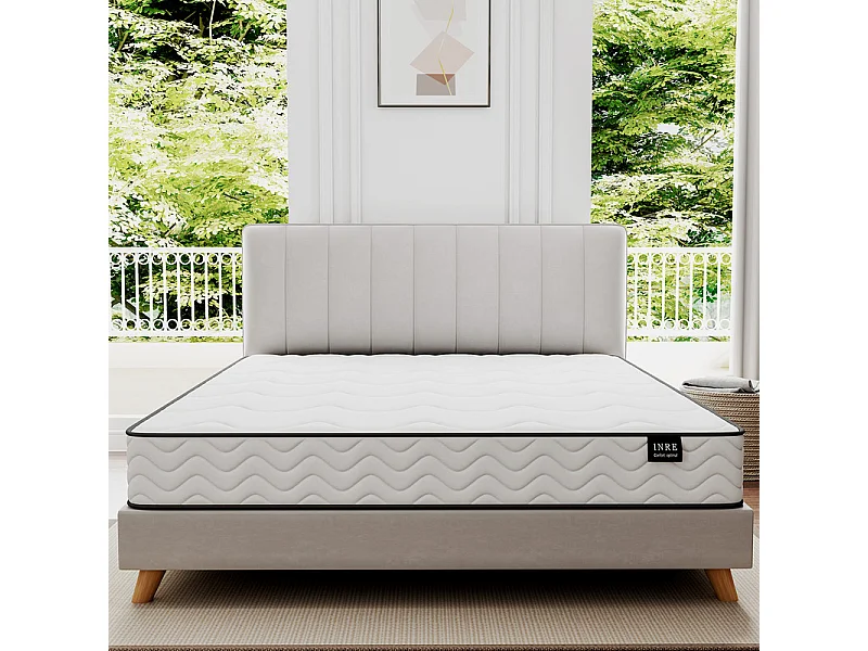 Matelas 90x190 cm - INRE, Ressorts ensachés, Solide et Confortable, certifié oeko-tex, épaisseur 22cm, 7 zones différenciées