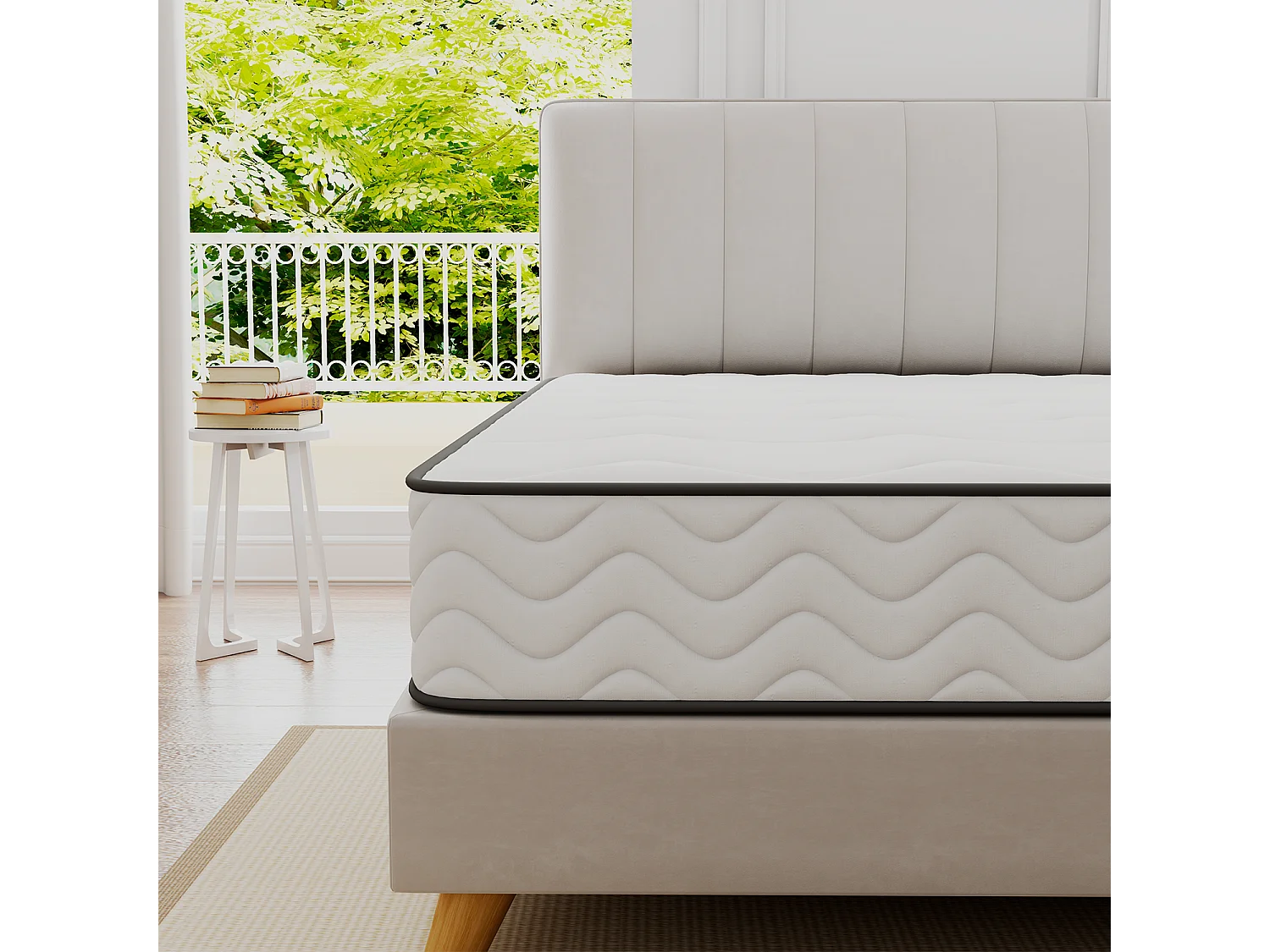 Matelas 90x190 cm - INRE, Ressorts ensachés, Solide et Confortable, certifié oeko-tex, épaisseur 22cm, 7 zones différenciées