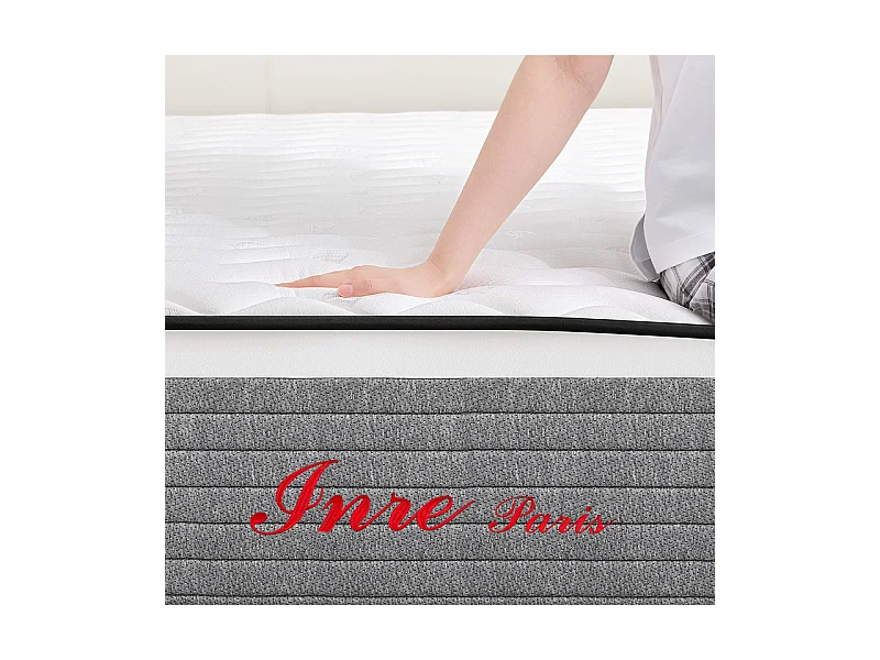 Matelas 140x200 cm INRE mousse à mémoire de forme, épaisseur 20 cm, confort ferme, confort optimal, 7 zones ergonomique