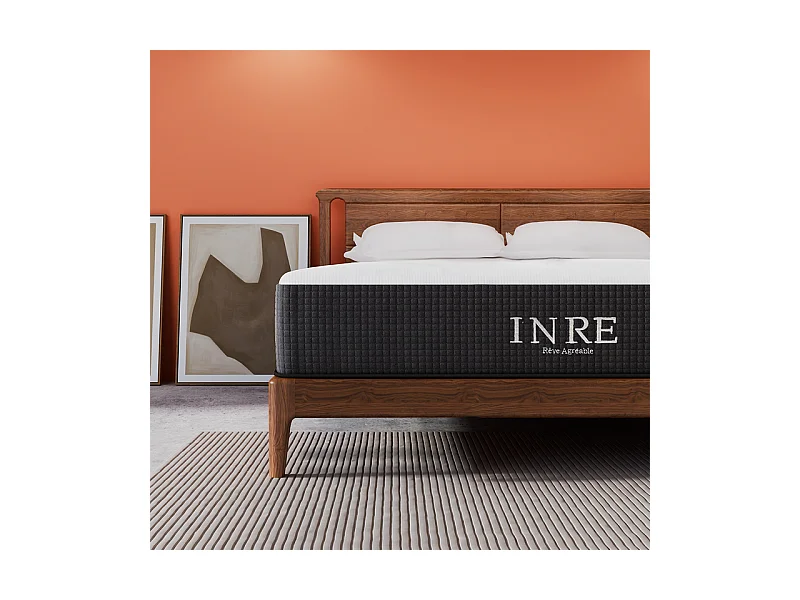 Matelas 180x200 cm INRE, 30 cm - Mémoire de Forme, Réversible, 7 Zones Ergonomiques, Tissu Écologique et Respirant, Confort Optimal