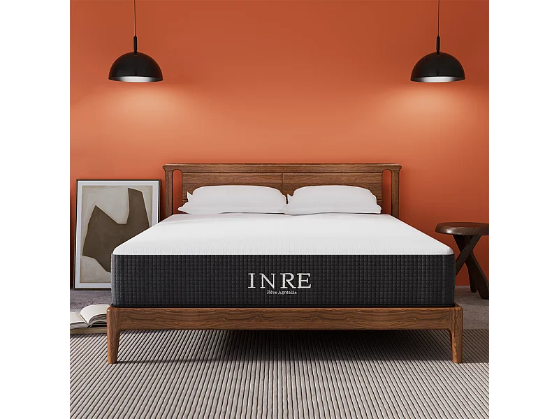 Matelas 160x200 cm INRE, 30 cm - Mémoire de Forme, Réversible, 7 Zones Ergonomiques, Tissu Écologique et Respirant, Confort Optimal - Certifié Oeko-TEX