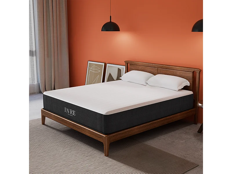 Matelas 140x200 cm INRE, 30 cm - Mémoire de Forme, Réversible, 7 Zones Ergonomiques, Tissu Écologique et Respirant, Confort Optimal