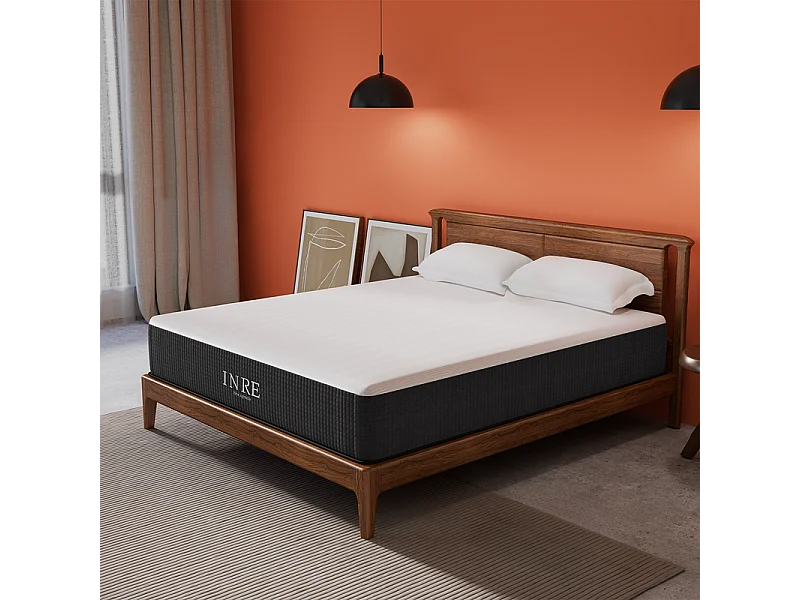 Matelas 140x200 cm INRE, 30 cm - Mémoire de Forme, Réversible, 7 Zones Ergonomiques, Tissu Écologique et Respirant, Confort Optimal