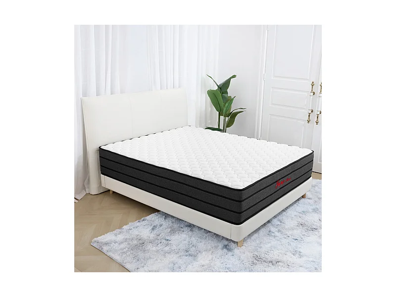 Matelas 140x200 cm INRE Très épais 25 cm Mousse mémoire de forme, Réversible Soutien Parfait, Hypoallergénique