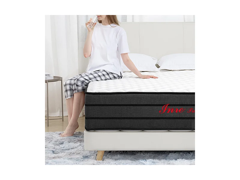 Matelas 140x200 cm INRE Très épais 25 cm Mousse mémoire de forme, Réversible Soutien Parfait, Hypoallergénique