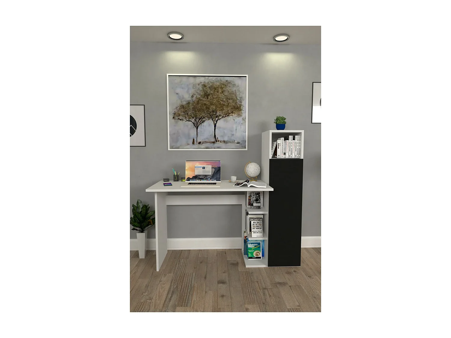 Scrivania Sadie, Nero, 45x122x122 cm, Epikasa