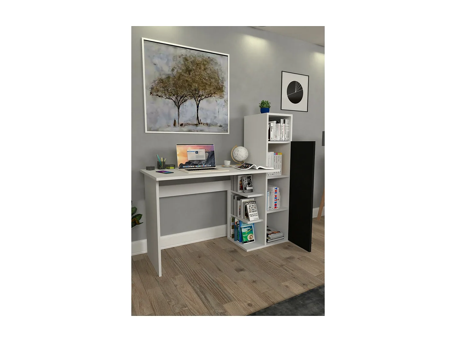 Scrivania Sadie, Nero, 45x122x122 cm, Epikasa