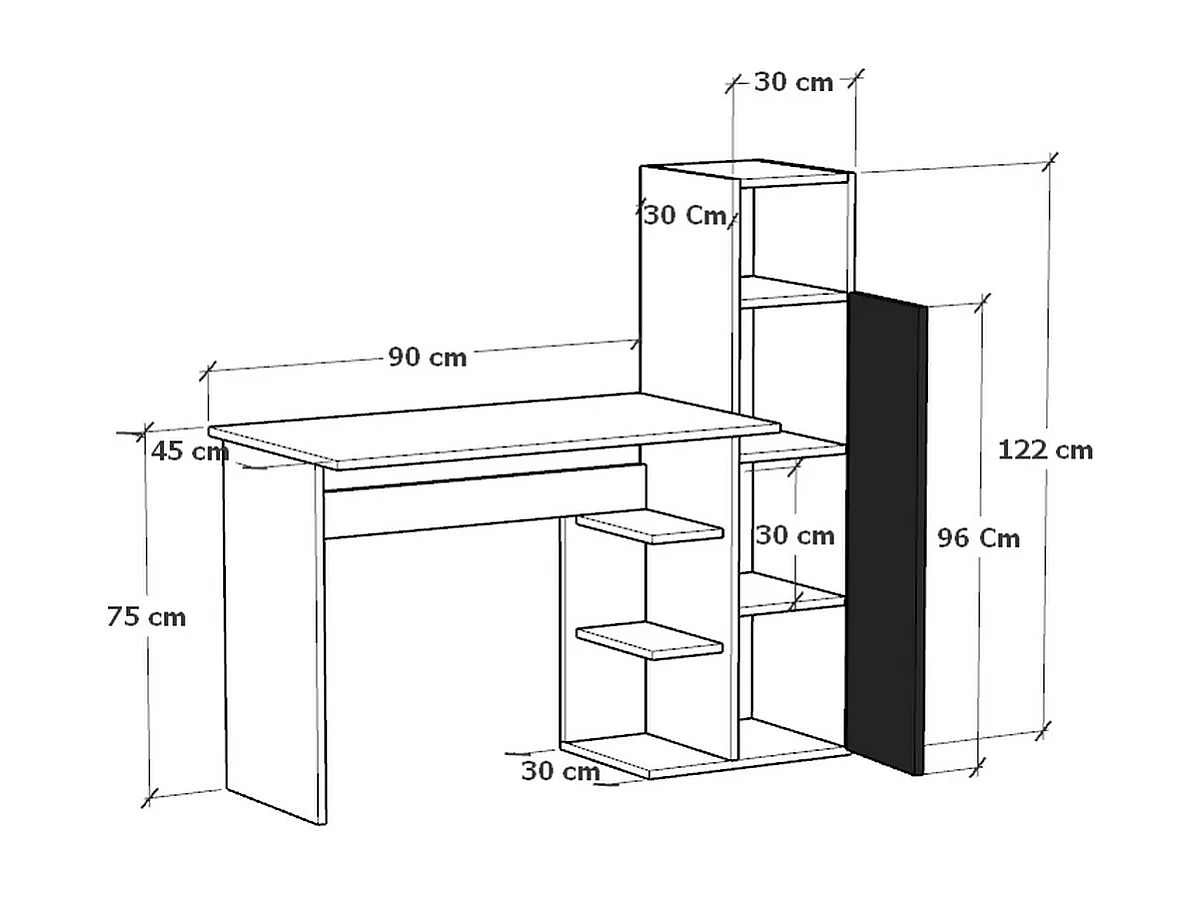 Scrivania Sadie, Nero, 45x122x122 cm, Epikasa