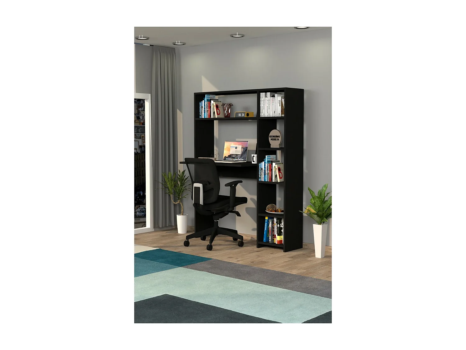 Biurko Reagan, Czarny, 40x114x140 cm, Epikasa