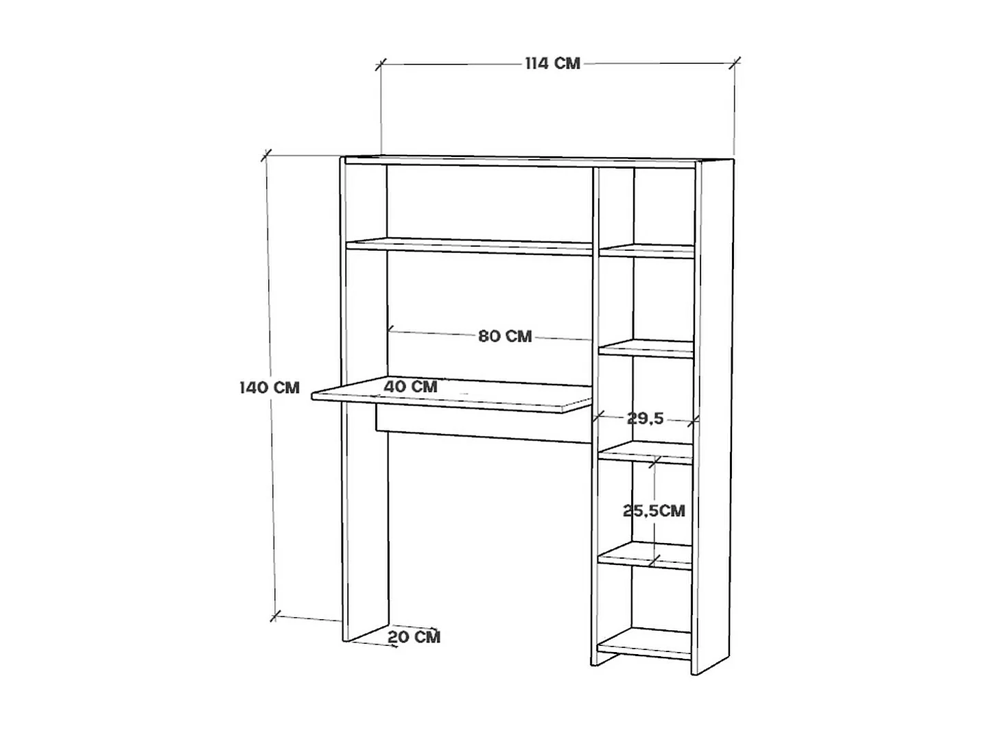 Biurko Reagan, Czarny, 40x114x140 cm, Epikasa