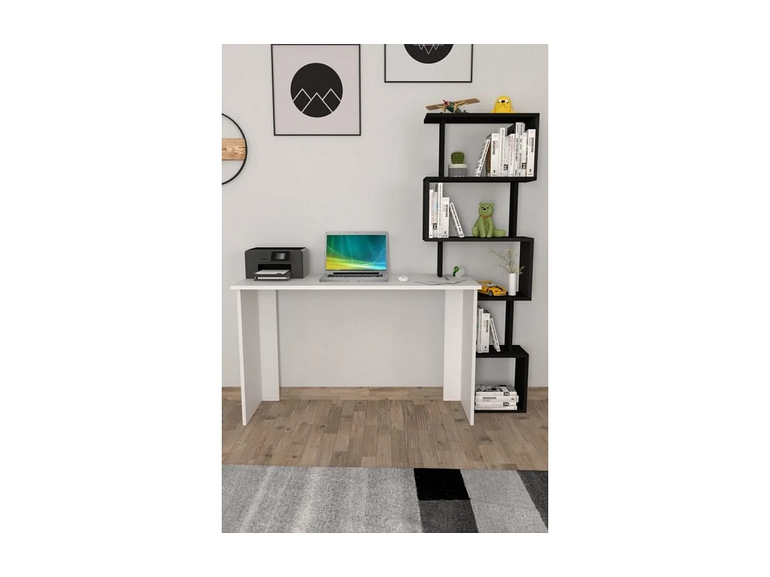 Bureau Moderne Nicholas, Blanc, 45x150x159 cm, Epikasa