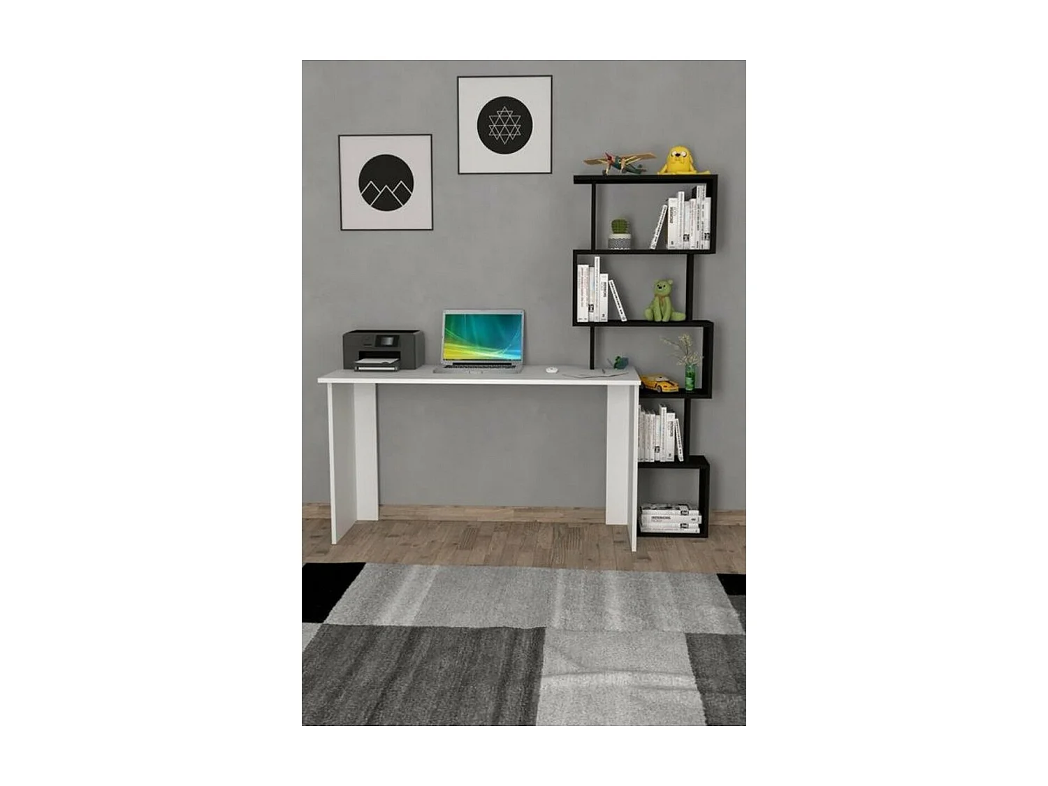 Bureau Moderne Nicholas, Blanc, 45x150x159 cm, Epikasa