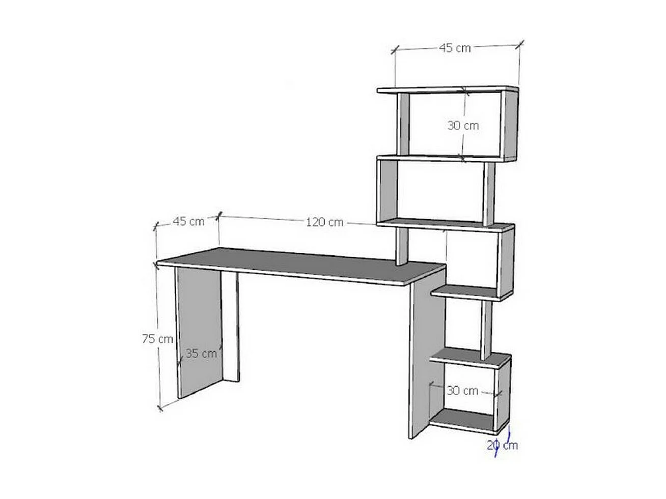 Bureau Moderne Nicholas, Blanc, 45x150x159 cm, Epikasa