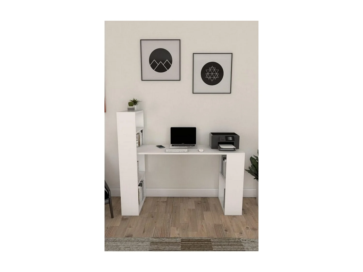 Biurko Logan, Biały, 45x140x140 cm, Epikasa