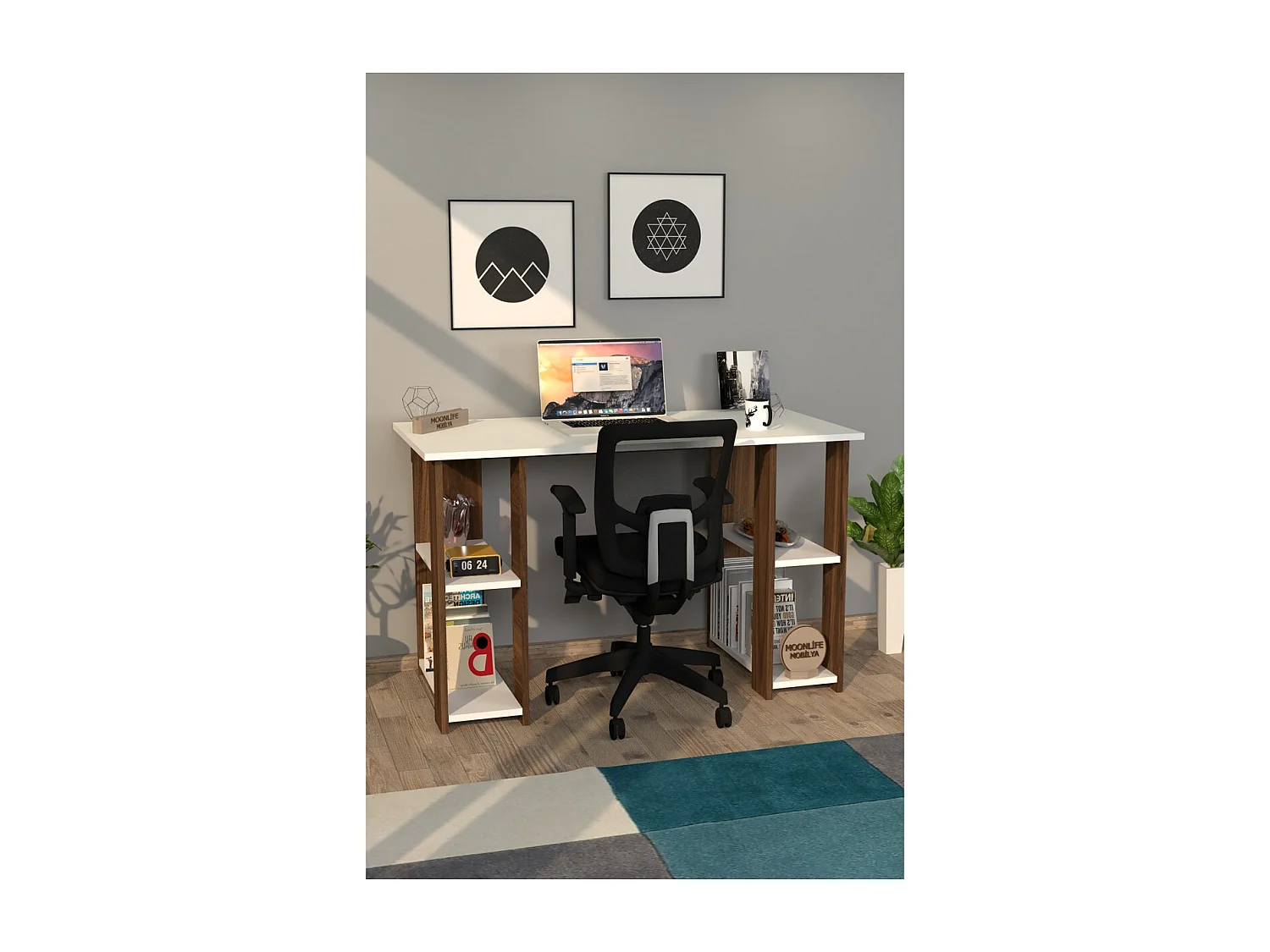 Secretária Sarah, Castanho, 50x120x75 cm, Epikasa